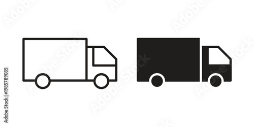 Delivery van icon design, logo, app, template set. Black icons