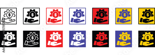 Operating Cost banner web icon line outline color vector illustration