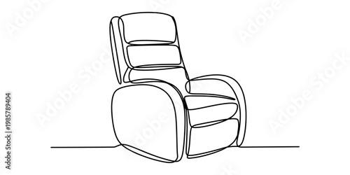 Minimalist one line drawing of a comfortable recliner chair for home interior design Vector, illustration
