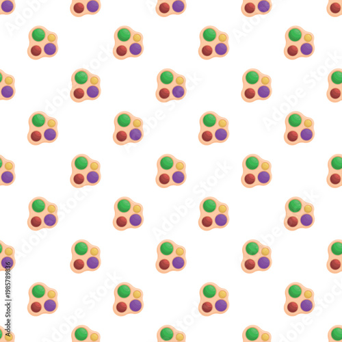Colorful fidget toy simple dimple pattern repeating on white background
