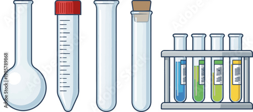 Isolated a realistic kinds of deferent Test Tubes vector art with white background.