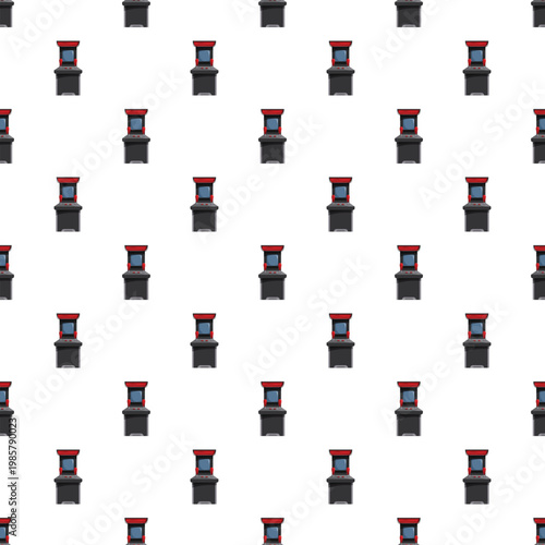 Arcade game machines repeating in a seamless retro gaming pattern design