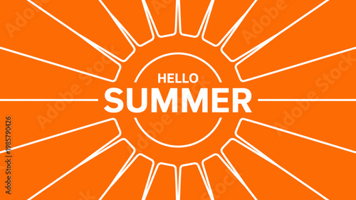 Bright Summer Greeting Design With Sunburst Rays And Text