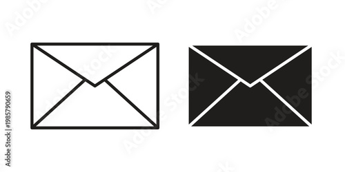 Email button icon design, logo, app, template set. Black icons