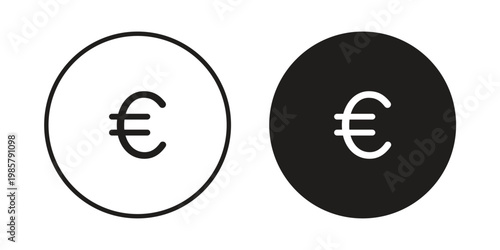 Euro icon design, logo, app, template set. Black icons