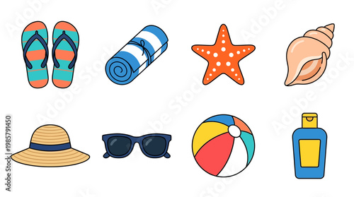 Bild auf Leinwand Beach Vacation Summer Holiday Objects.