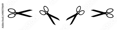 Banner Scissors set. Flat icon style. Collection scissors black vector graphic design