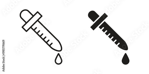 Eye dropper icon design, logo, app, template set. Black icons