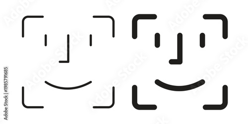 Face id icon design, logo, app, template set. Black icons