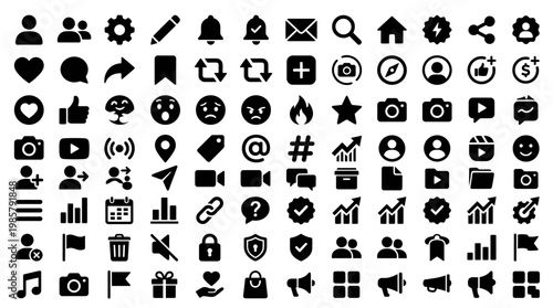 Bild auf Leinwand Collection of various web icons.