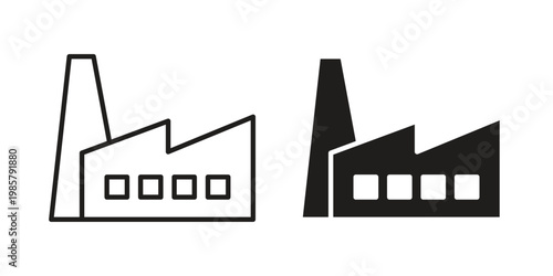 Factory icon design, logo, app, template set. Black icons