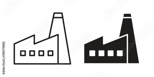 Factory icon design, logo, app, template set. Black icons