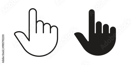 Finger icon design, logo, app, template set. Black icons