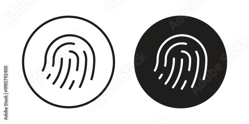 Fingerprint icon design, logo, app, template set. Black icons