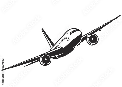 Commercial Airplane Silhouette Flight Icon Isolated on Transparent Background