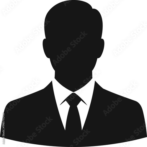 elegant businessman silhouette in suit and tie flat design vector illustration