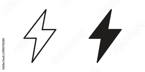 Flash icon design, logo, app, template set. Black icons