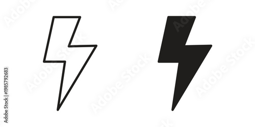 Flash icon design, logo, app, template set. Black icons