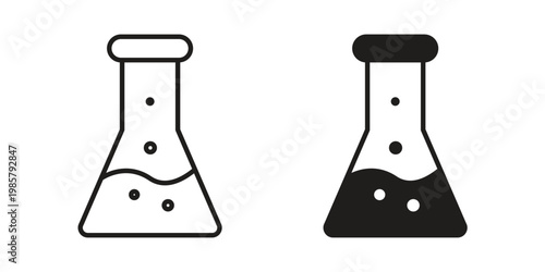 Flask icon design, logo, app, template set. Black icons