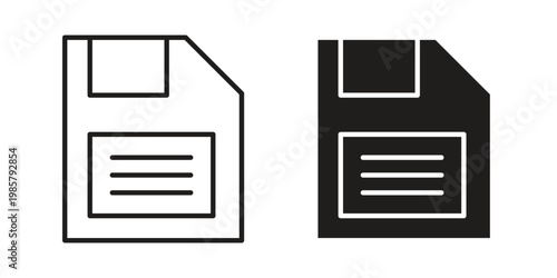 Floppy disk icon design, logo, app, template set. Black icons