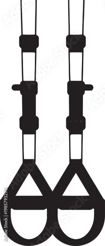 Clean vector illustration of suspension trainer straps isolated on white background, fitness workout equipment design