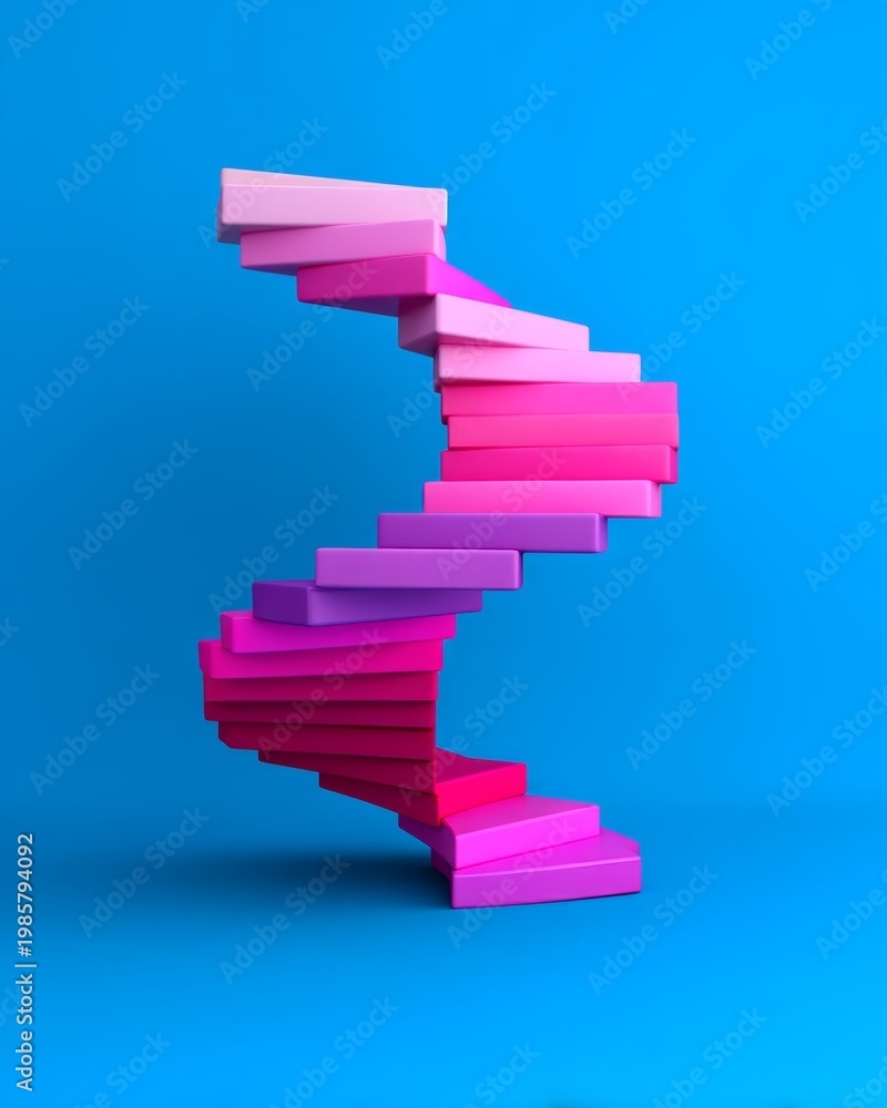 Fototapeta premium risk management, SEO, uncertainty, Spiraling Uncertainty - Colorful Blocks Forming Upward Spiral with Copy Space, Abstract Concept of Confusion and Order