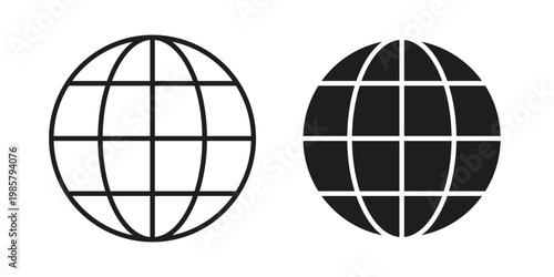 Globe icon design, logo, app, template set. Black icons