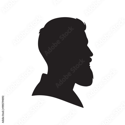 Bearded man silhouette icon vector flat design