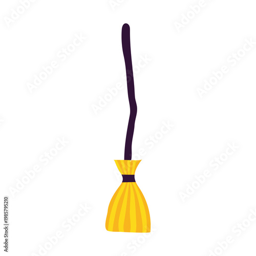 Cartoon witchs broomstick halloween magic broom symbol