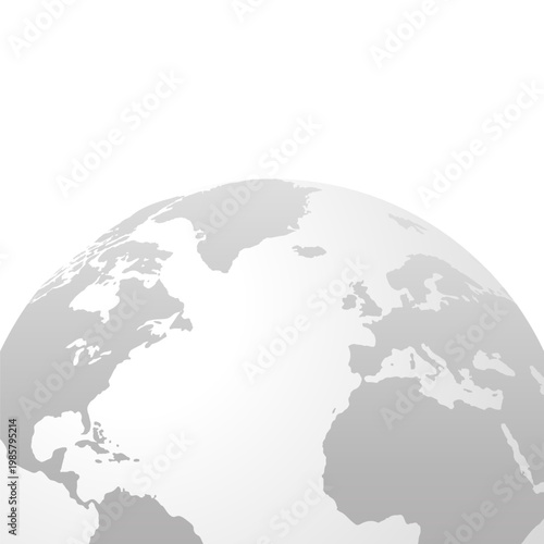 Minimalist Light Gray Earth Globe Map Isolated on White Background for Global Business and Communication Concepts