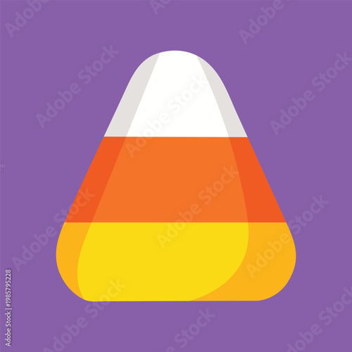 Candy corn icon on purple background halloween sweet treat symbol