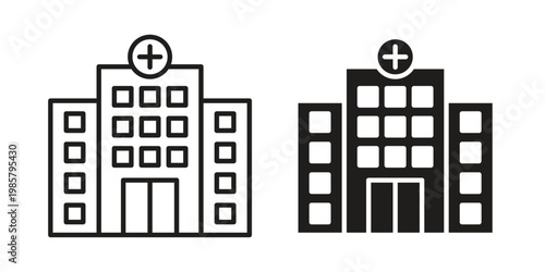 Hospital icon design, logo, app, template set. Black icons