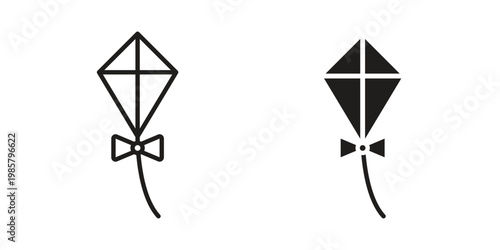 Kite icon design, logo, app, template set. Black icons