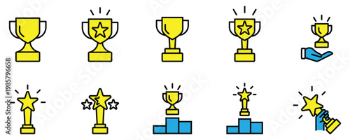 Winning Achievement and Award Cup Icons