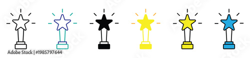 Achievement Trophy and Victory Symbol Icon Collection