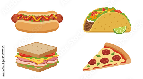 Variety of Fast Food Items Displayed.