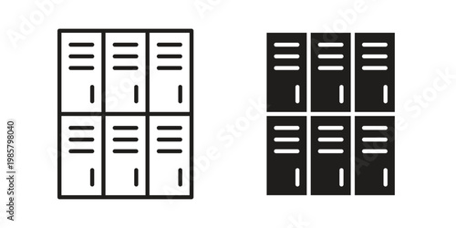Lockers icon design, logo, app, template set. Black icons