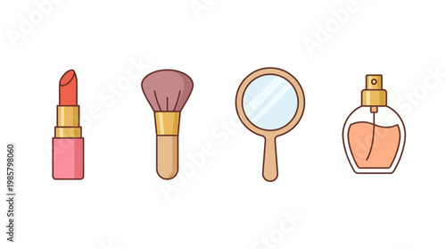Makeup Brush Lipstick Perfume Mirror.