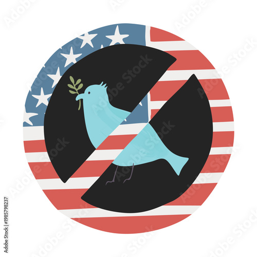 USA rejects peace symbol hand drawn childish style isolated
