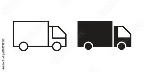 logistics truck icon design, logo, app, template set. Black icons