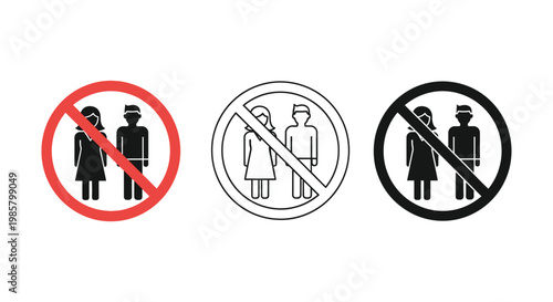 No people icons set with red, black and white colors