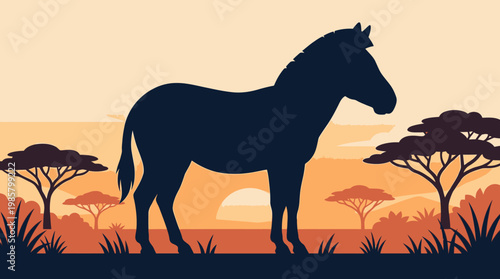 Silhouette of a Horse Standing.