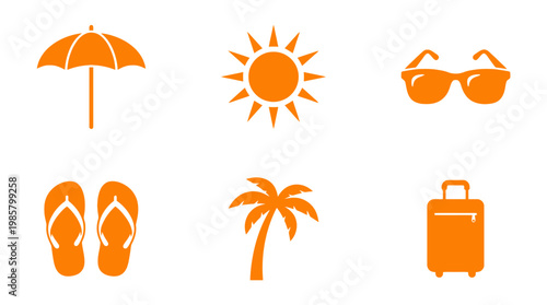 Summer Vacation Icon Set Graphics.