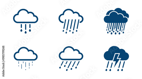 Weather icons with rain clouds.