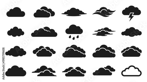 Cloud Weather Forecast Icons Set.