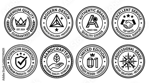 Premium Quality Guarantee Badges Icons.