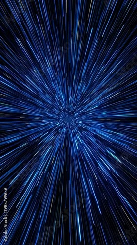 Vibrant blue streaks radiate outward in a mesmerizing display of speed and energy.