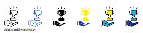 Trophy in Hand Symbol for Success and Recognition