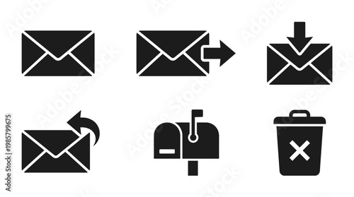 Email icons and mail symbols.