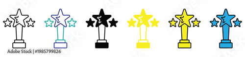 Winner Cup and Success Reward Outline Icons